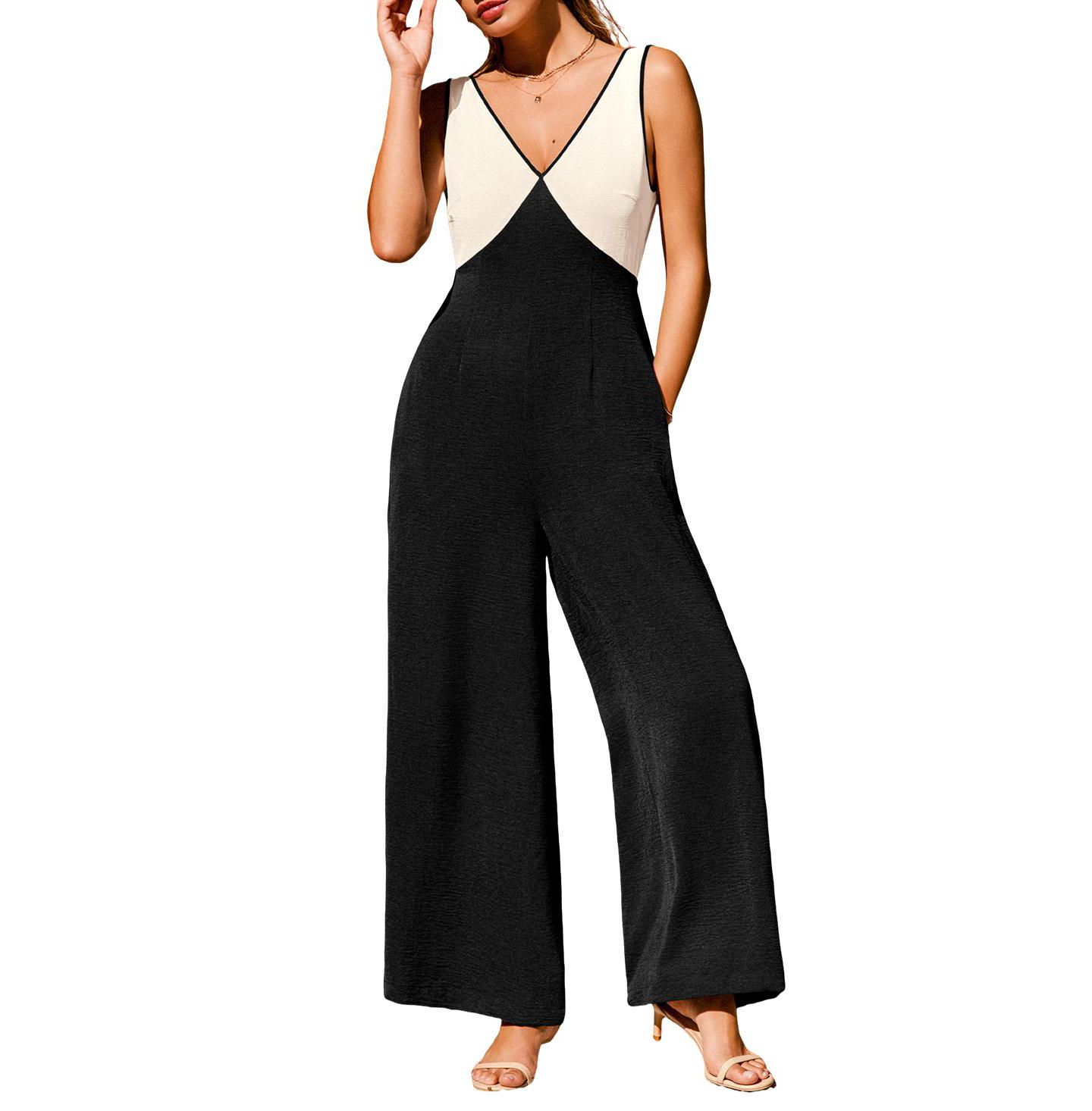 Женский комбинезон Cupshe Modernist Two-Toned Jumpsuit, цвет: Чёрный — фото 1