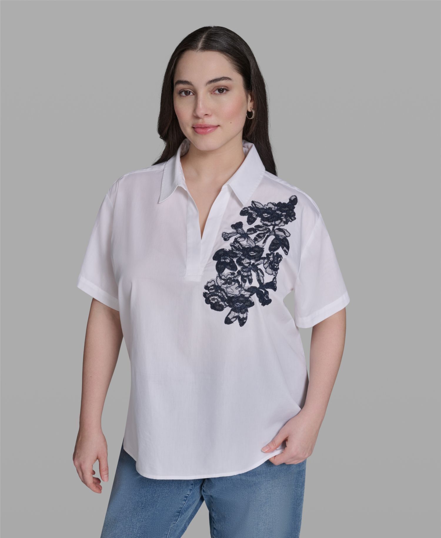 Plus Size Cotton Short-Sleeve Top