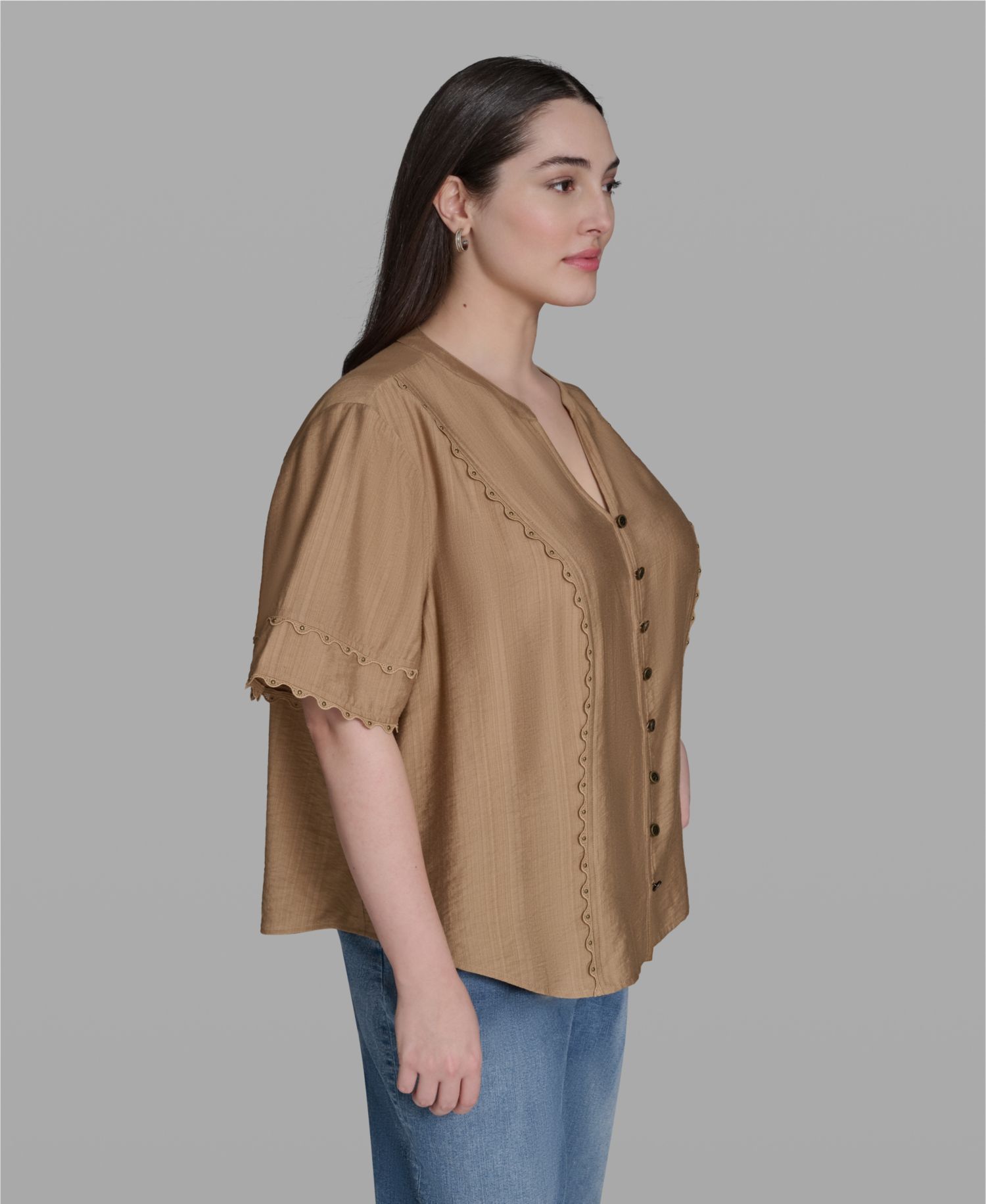 Plus Size Rayon-Blend V-Neck Top