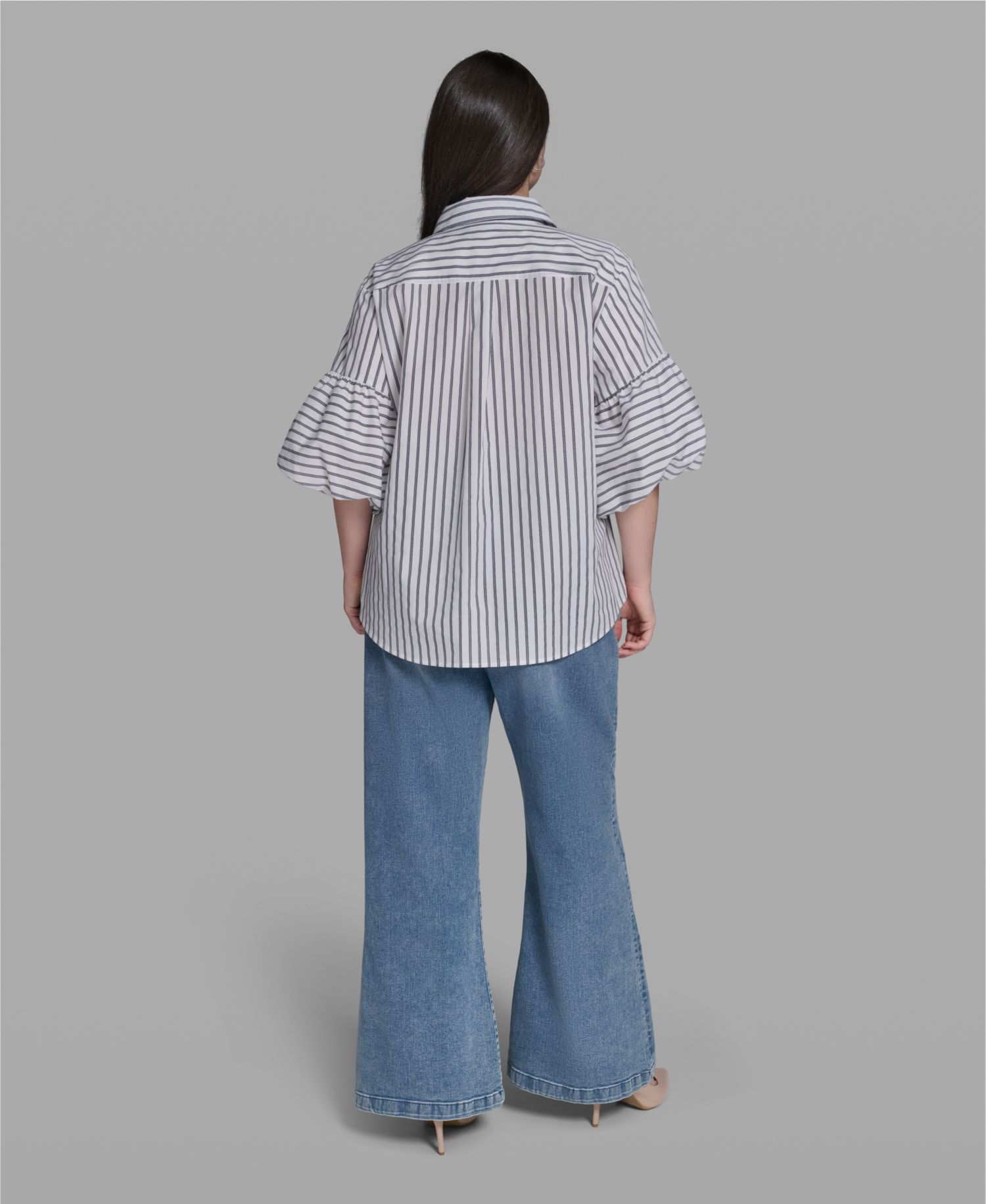 Plus Size Cotton Collared Shirt