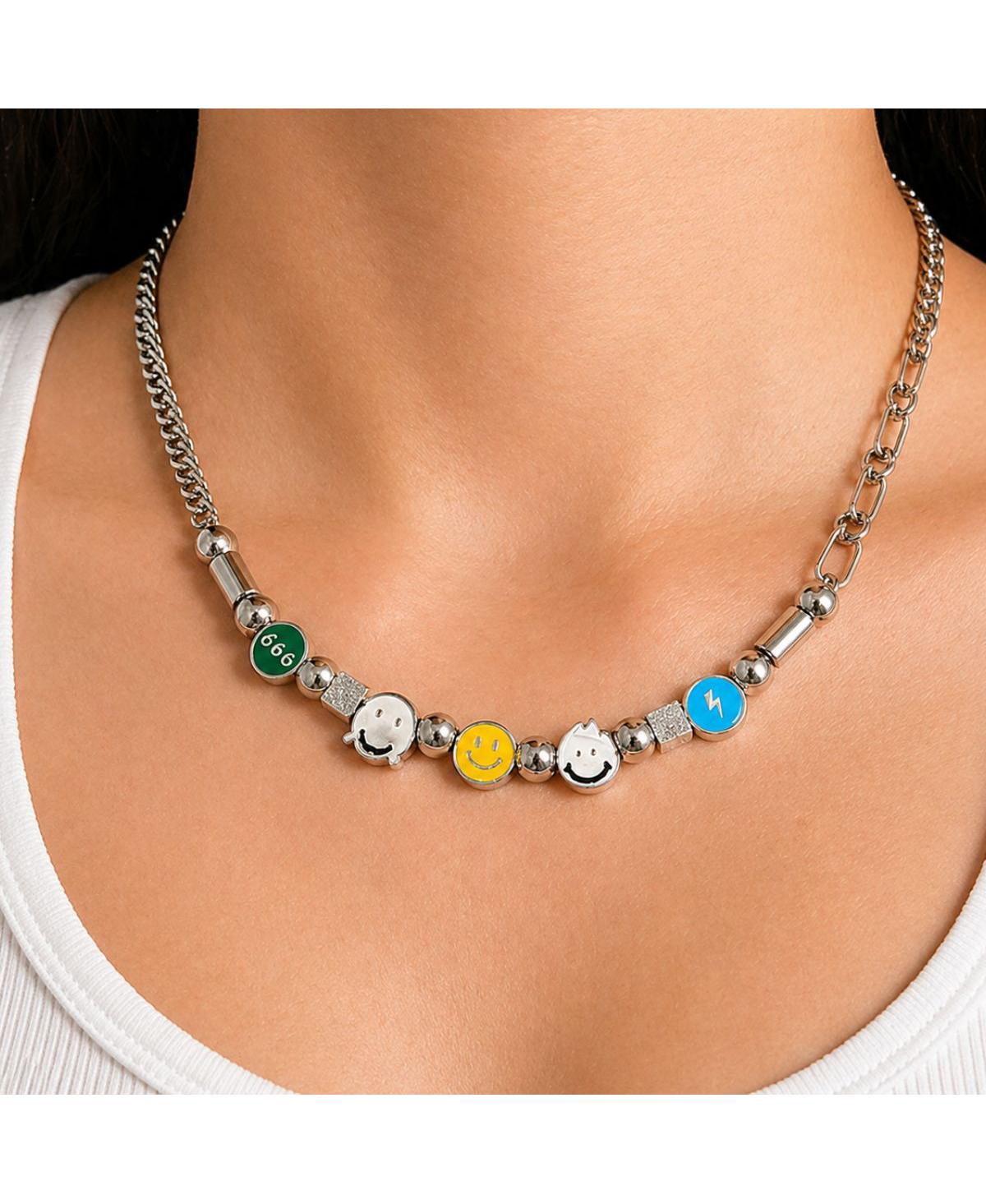 Rebl Jewelry Silver Smiley Charm Necklace
