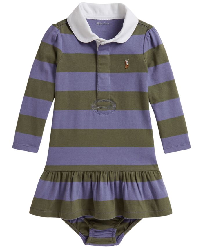 Polo Ralph Lauren Baby Girls' Striped Rugby Dress and Bloomer, 2-Piece Set