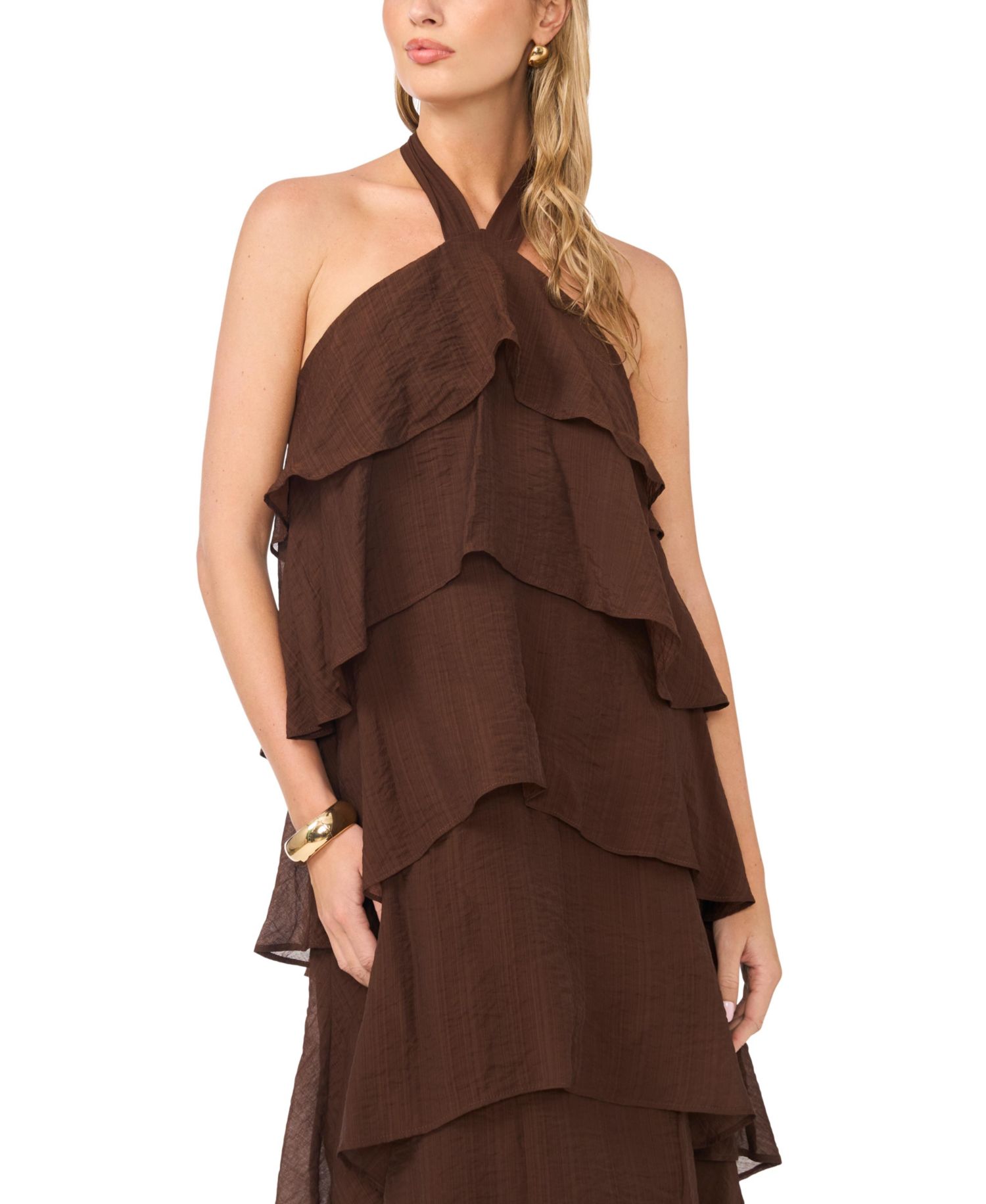 Women's Five Tier Halter Neck Midi Dress