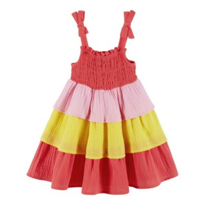 Andy Evan Baby Girls Andy and Evan Red Gauze Tiered Dress - Red gauze 54$