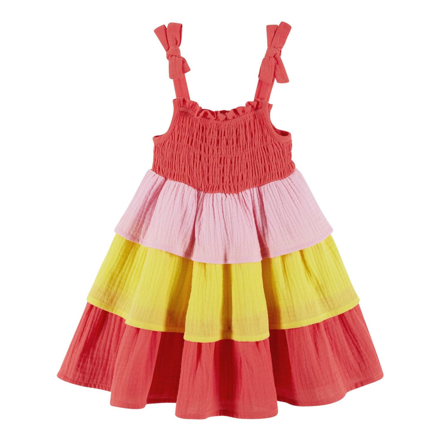 Baby Girls Andy and Evan Red Gauze Tiered Dress