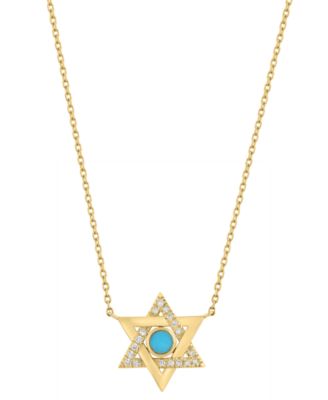 Turquoise & Diamond (1/2 ct. t.w.) Pendant Necklace in 14k Yellow Gold