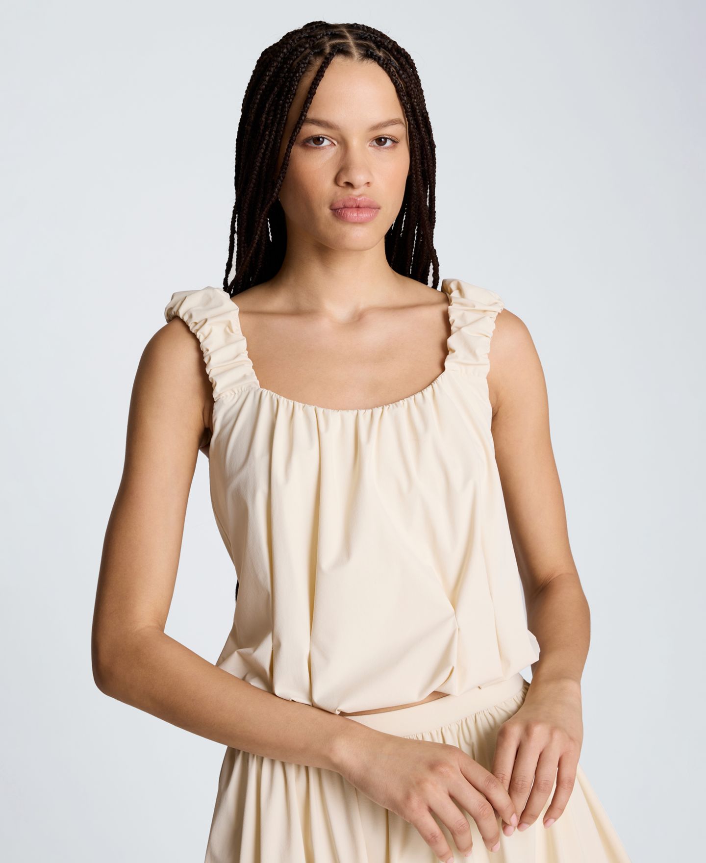 Женский топ Kenneth Cole Seoul Knit Ruched Scoop Neck, цвет: Устричный — фото 4