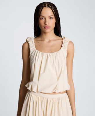 Women's Seoul Knit Ruched Scoop Neck Tank Top