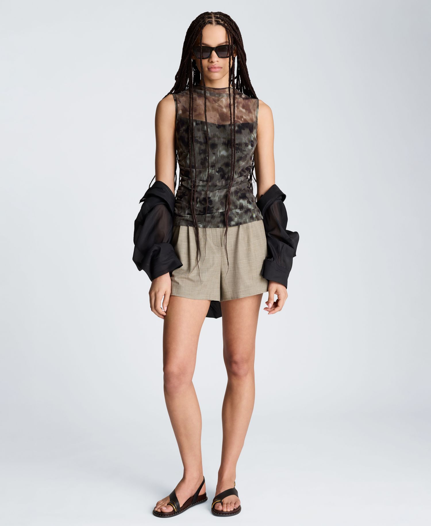 Women's Printed Mock Neck Mesh Tank Top