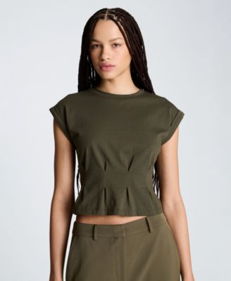 Women's Pleated Cotton T-Shirt