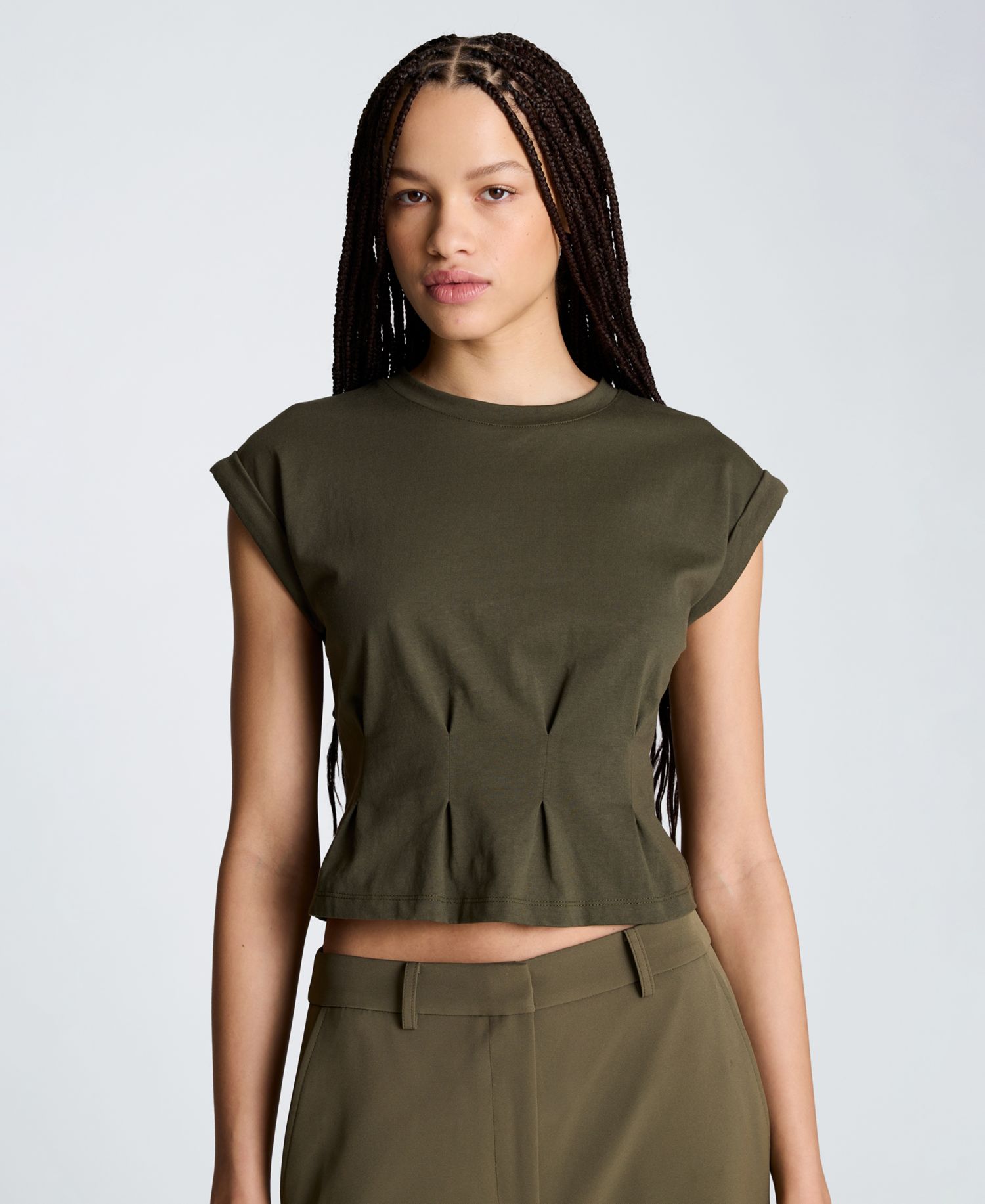 Women's Pleated Cotton T-Shirt