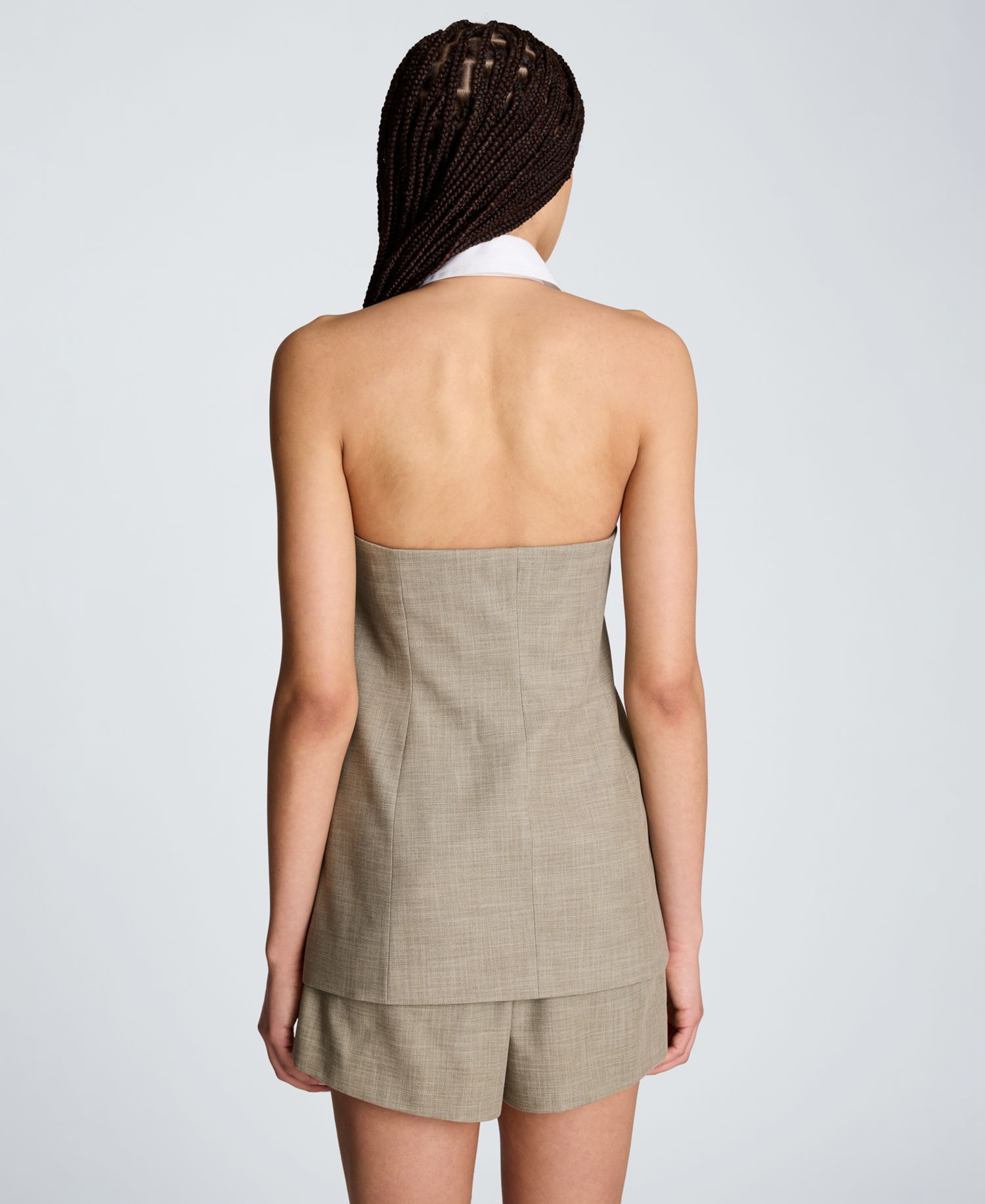 Women's Strapless Vest with Removable Collared Halter
