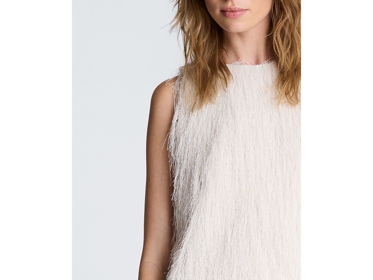 Женское платье Kenneth Cole Sleeveless Fringed Knit Mini, цвет: Устричный — фото 4