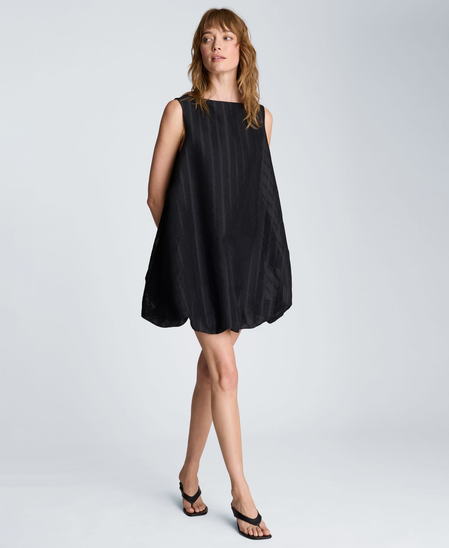 Women's Boat Neck Bubble Hem Mini Dress