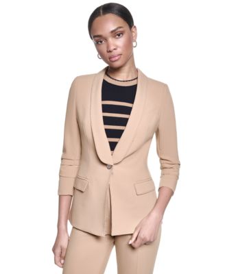 Women's 3/4-Sleeve Shoulder Padded One-Button Blazer
