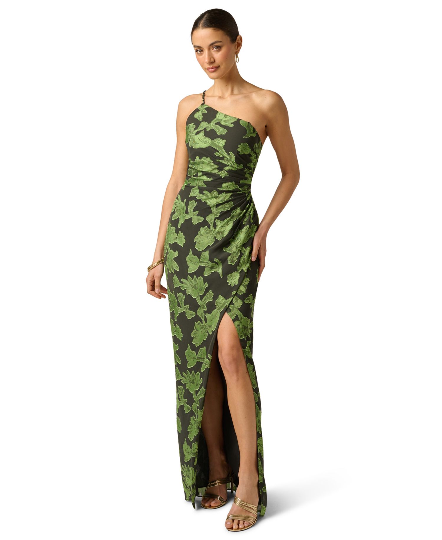 Women's Printed Burnout One-Shoulder Dress