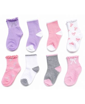 Girls' 4-8.5 Mid Crew Socks, 8-Pack