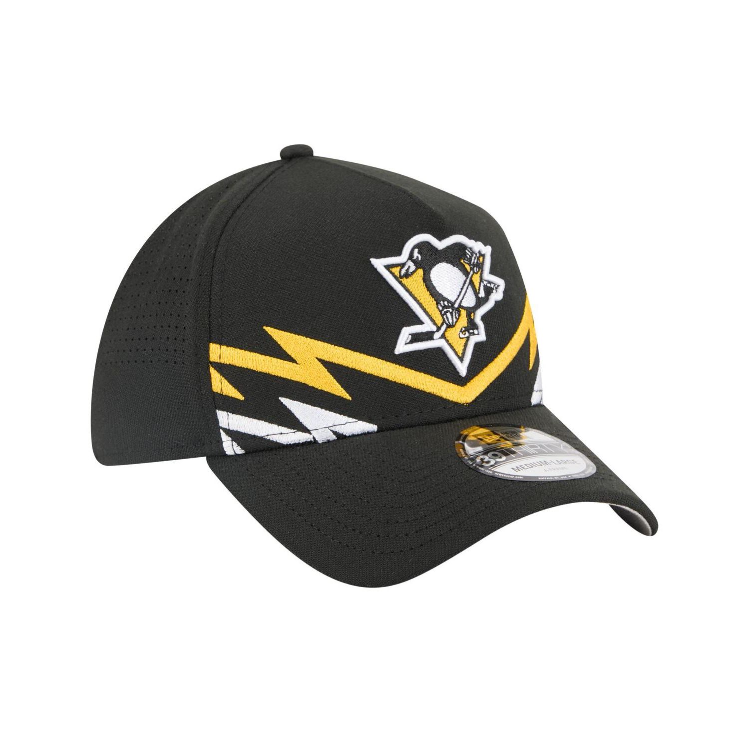 Men's Black Pittsburgh Penguins 39THIRTY A-Frame Perforated Flex Hat