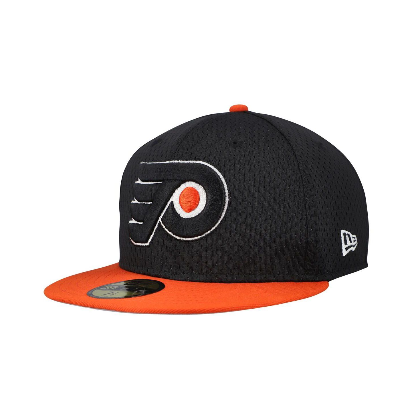 Мужская кепка New Era Black/Orange Philadelphia Flyers Mesh Crown Two-Tone 59FIFTY Fitted Hat — фото 3