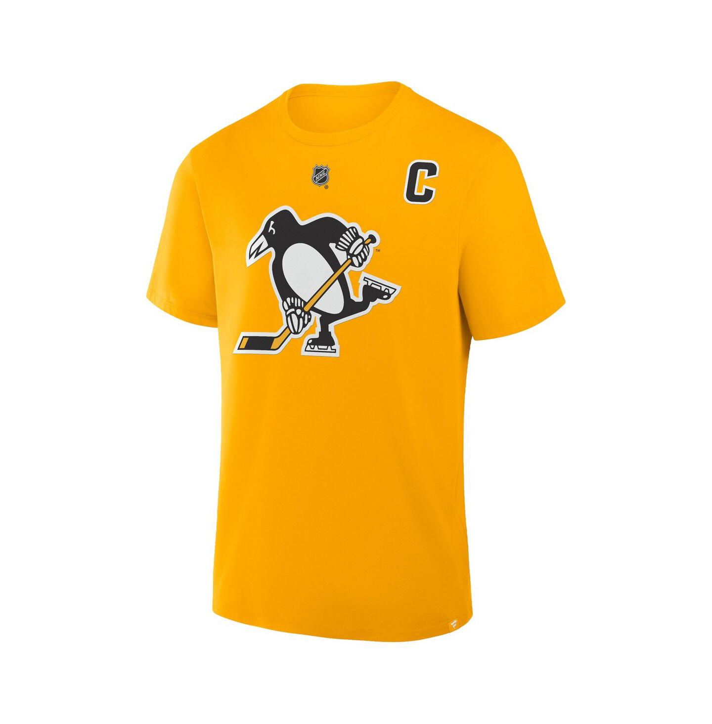 Мужская футболка Fanatics Sidney Crosby Gold Pittsburgh Penguins Authentic Stack Name & Number — фото 3