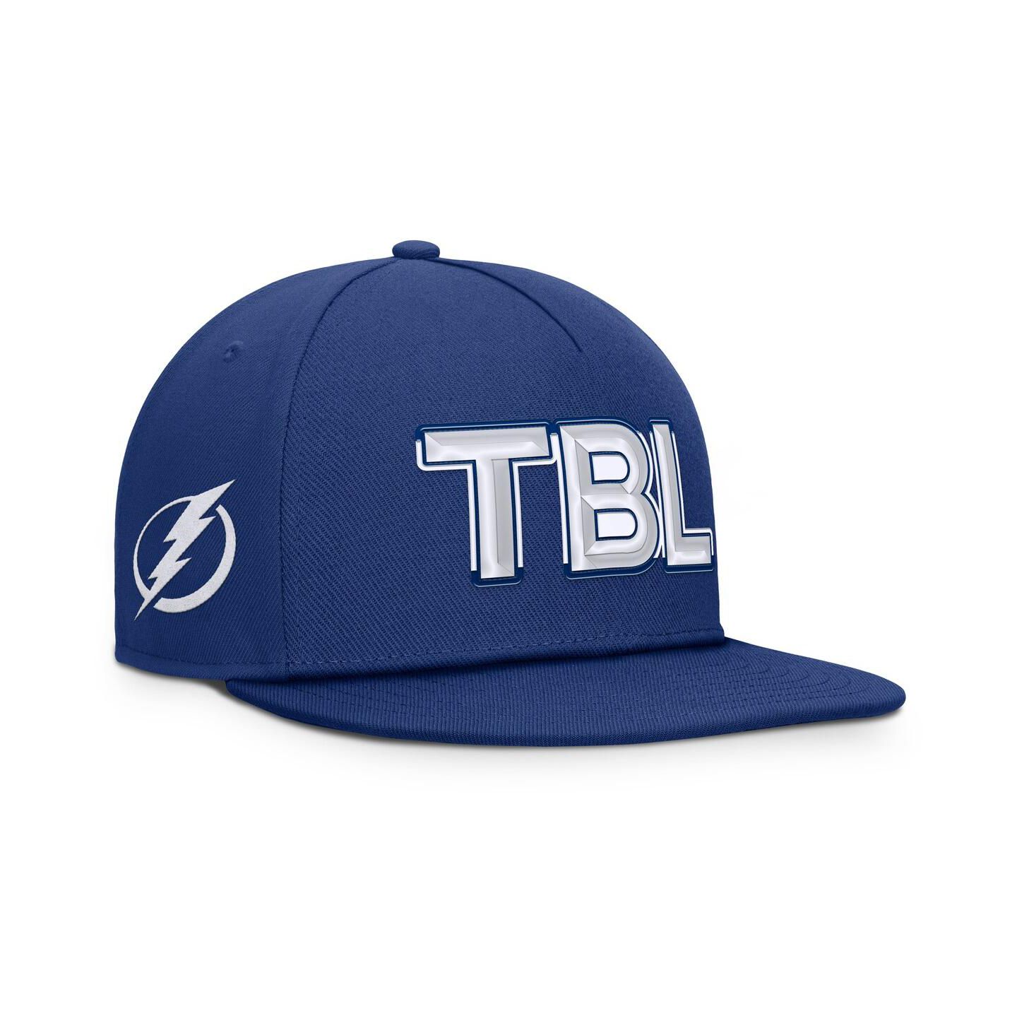Мужская кепка Fanatics Blue Tampa Bay Lightning Authentic Pro Rink Team Code Snapback Hat — фото 1