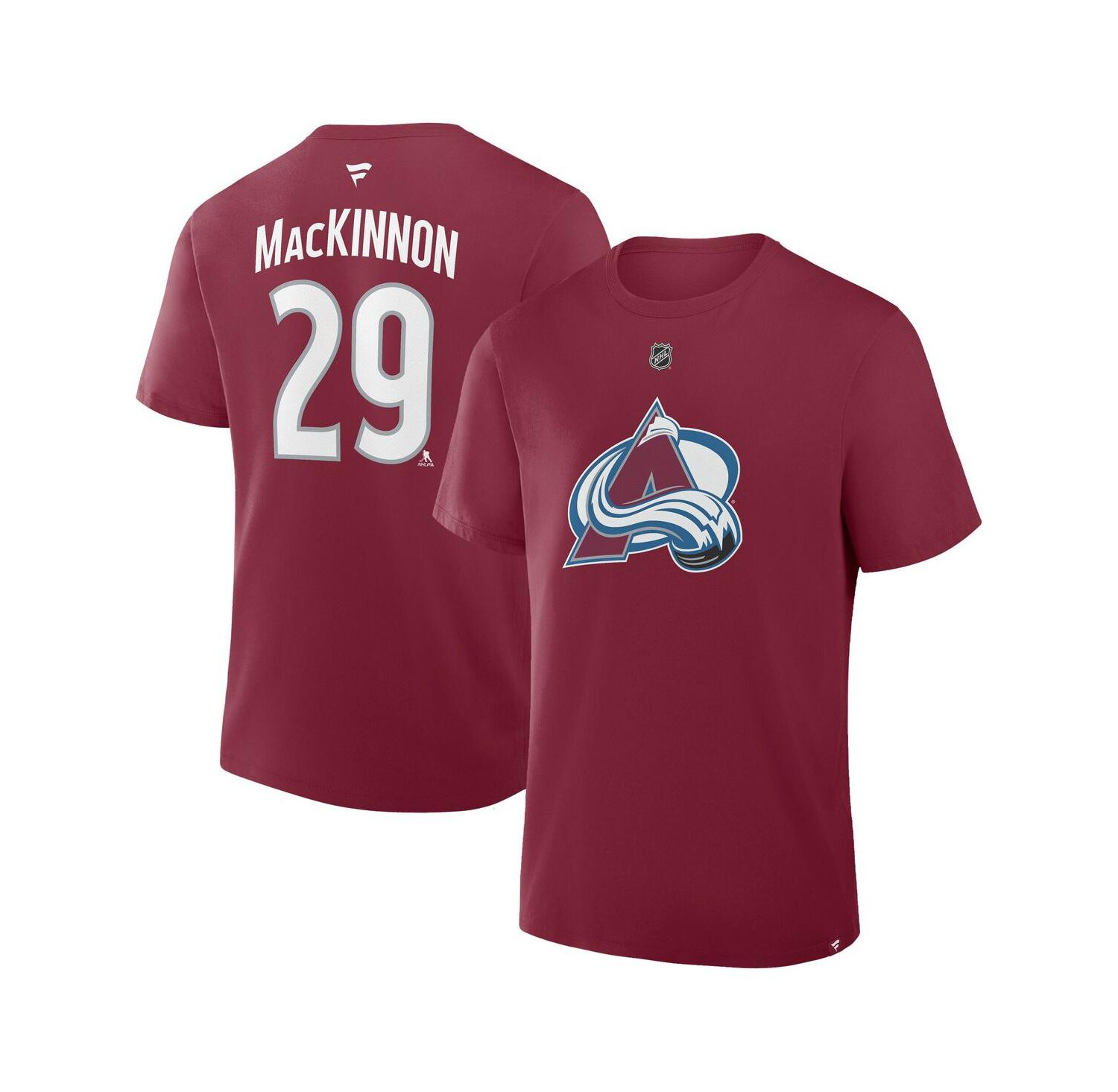 Men's Nathan MacKinnon Burgundy Colorado Avalanche Authentic Stack Name & Number T-Shirt