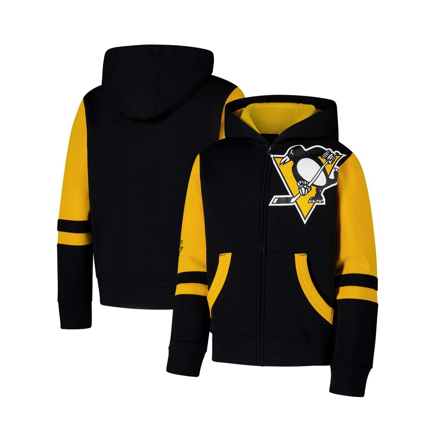 Детское худи Outerstuff Black Pittsburgh Penguins Face Off Full-Zip — фото 1