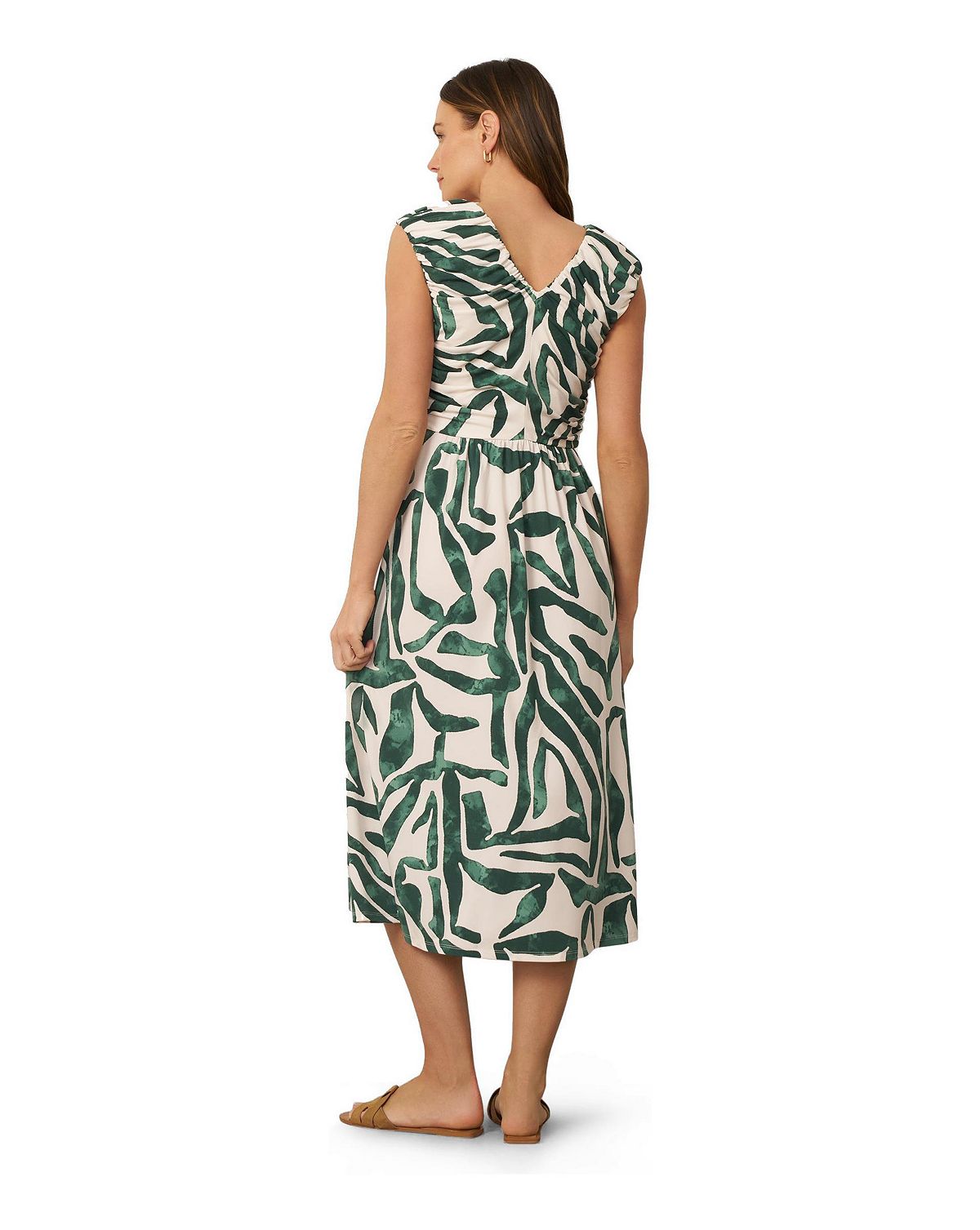 Cable & Gauge Women's Shirred Printed Midi Dress view 3 — MAYCSS fashion products