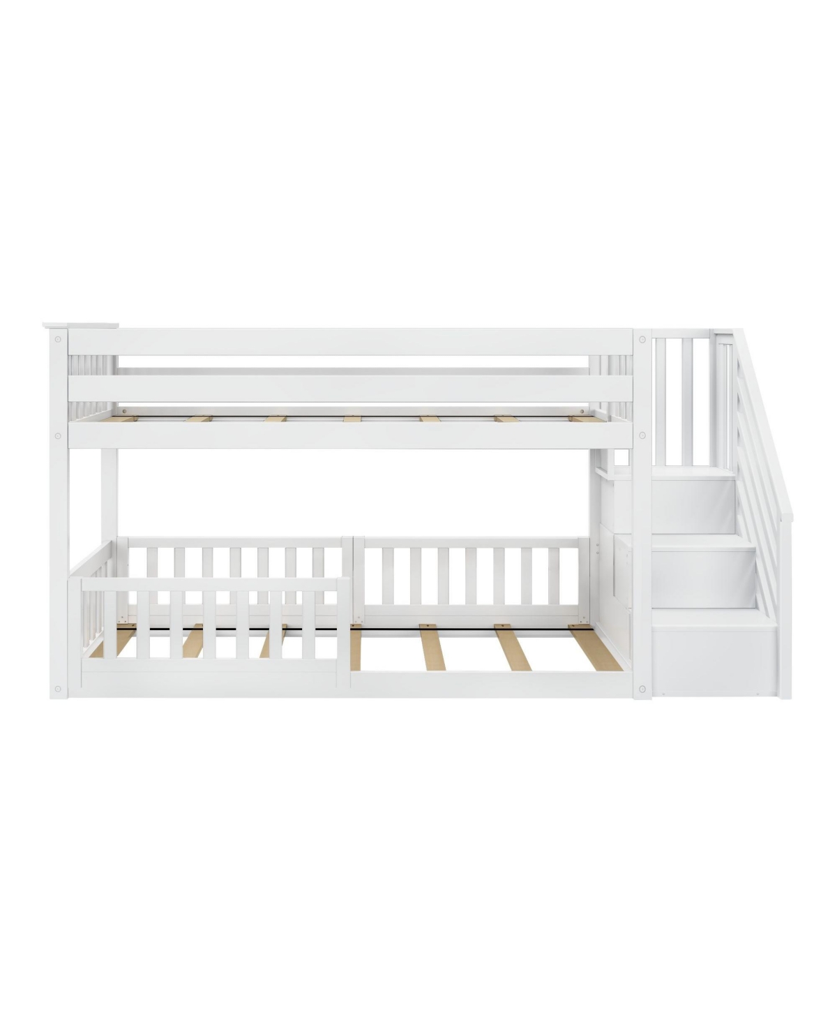 Max Lily Low Twin over Bunk with Stairs Single Guard Rail