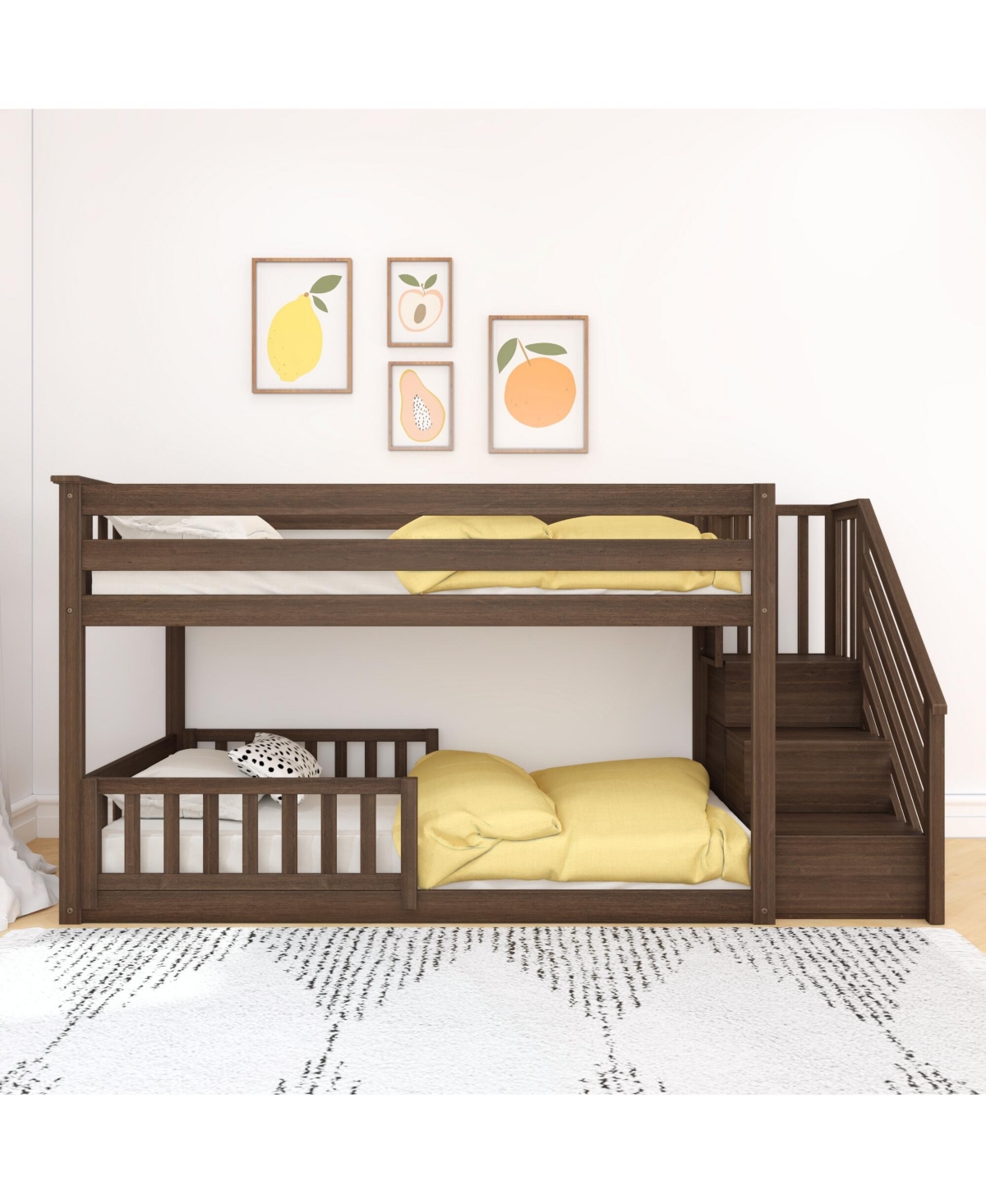Max and Lily Low Twin over Bunk with Stairs Single Guard Rail