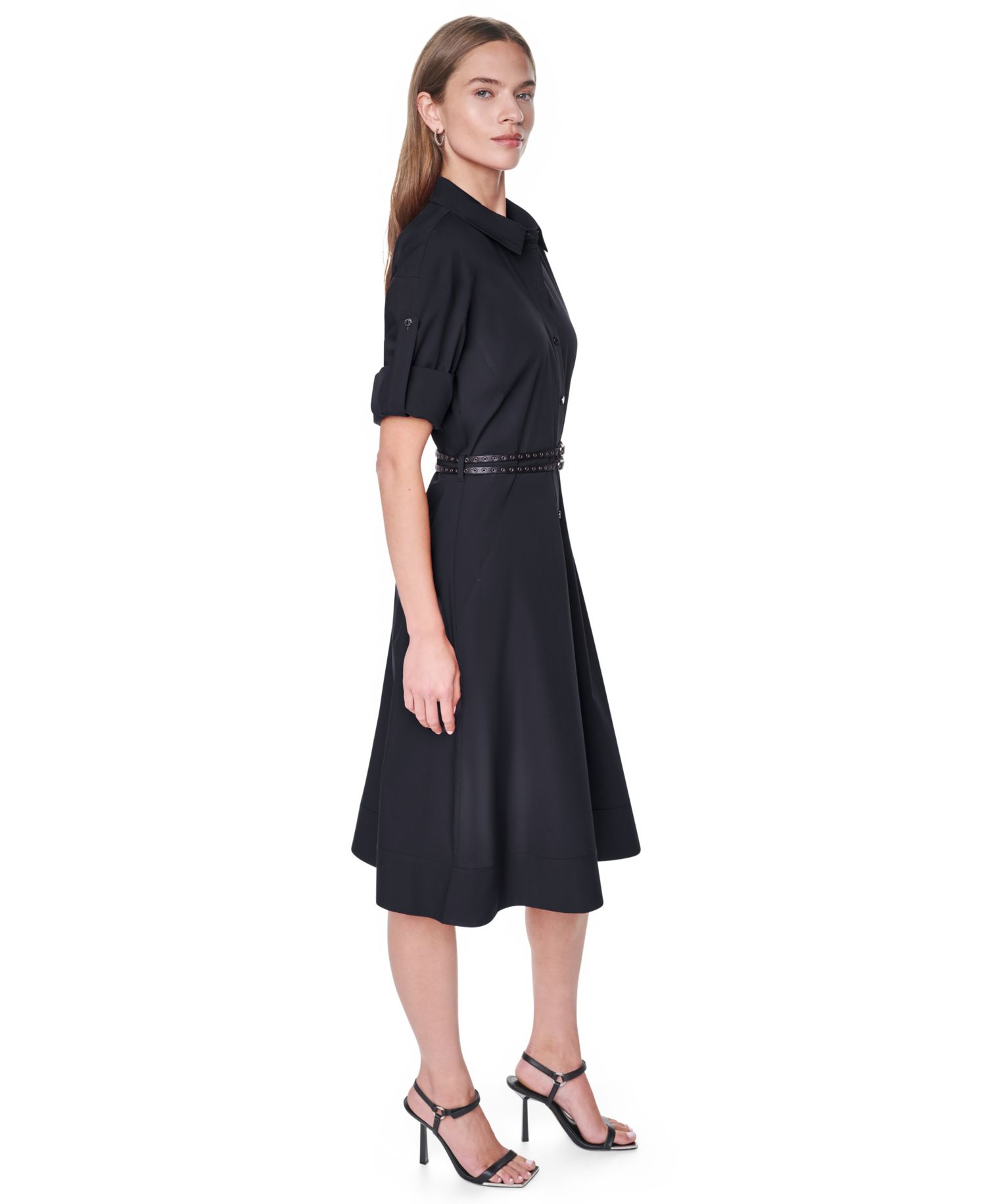 Petite Roll-Tab Button-Down Dress