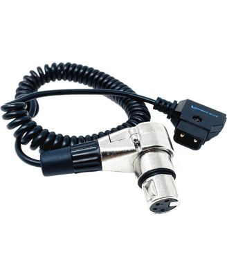 D-Tap to 4-Pin XLR Female Right Angle Coiled Power Cable for Professional Cameras