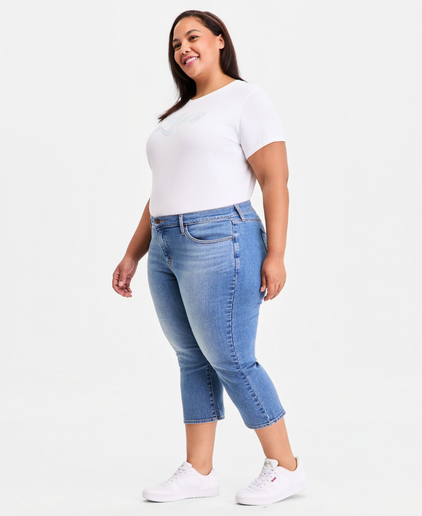 Женские джинсы Levi's Trendy Plus Size 311 Shaping Skinny Capri, цвет: Джинсовый — фото 3