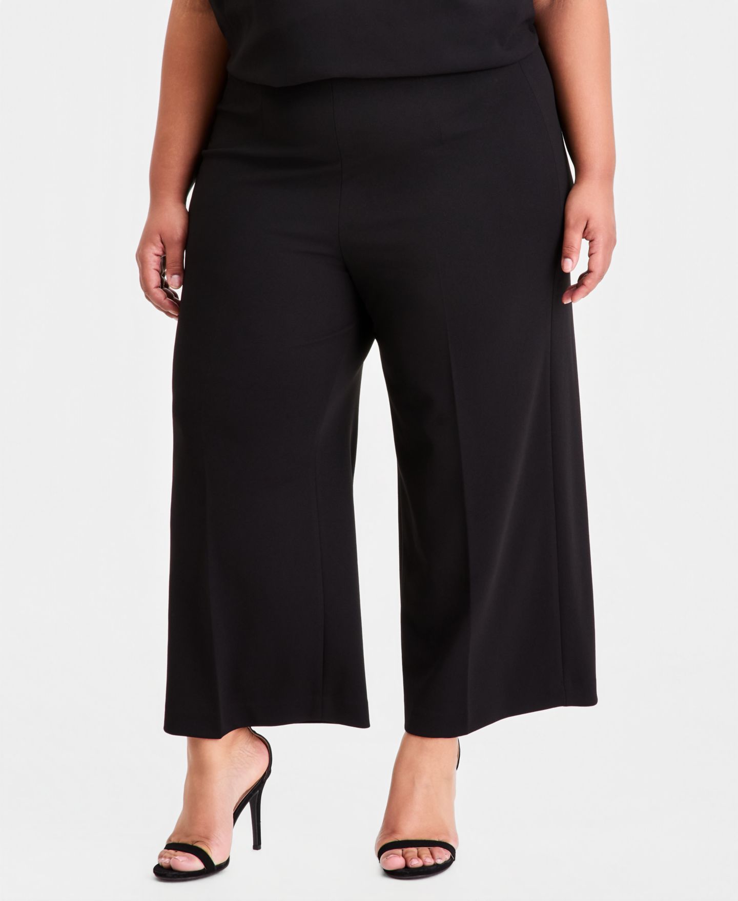 Женские брюки Anne Klein Plus Size High-Rise Wide-Leg, цвет: Чёрный — фото 4