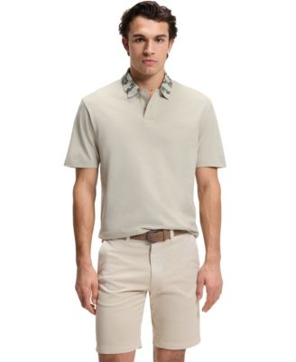 Men's Relaxed-Fit Jacquard Collar Polo Shirt