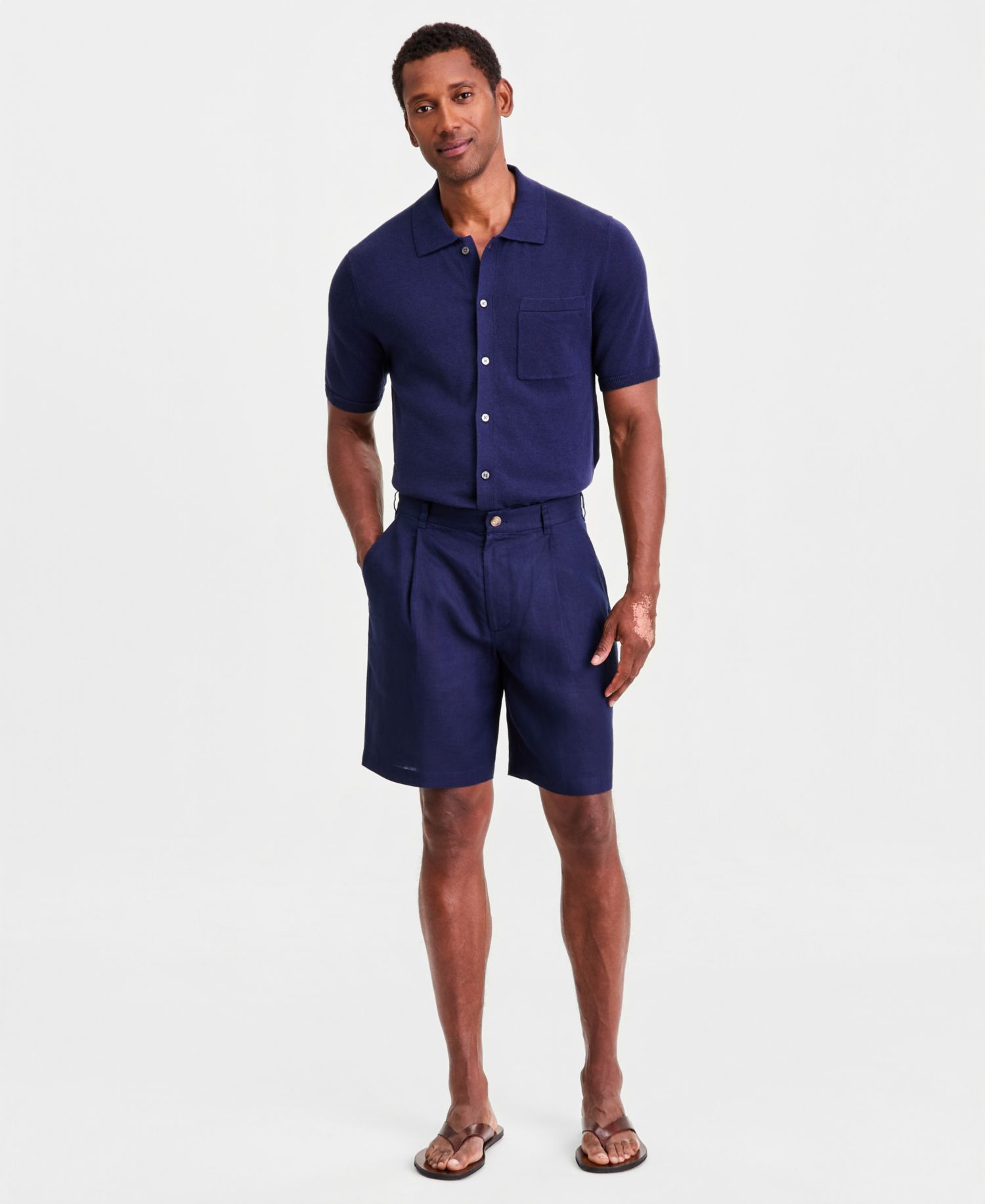 Men's Linen Pleated Shorts