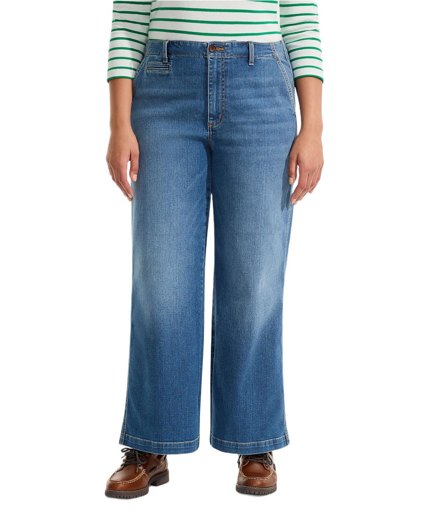 Plus Size Recover Denim Mid Rise Wide Leg Ankle Jeans