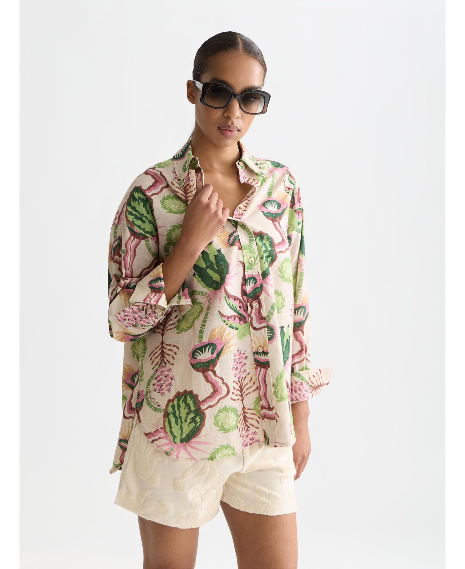 Women's Linen Blend Printed Shirt