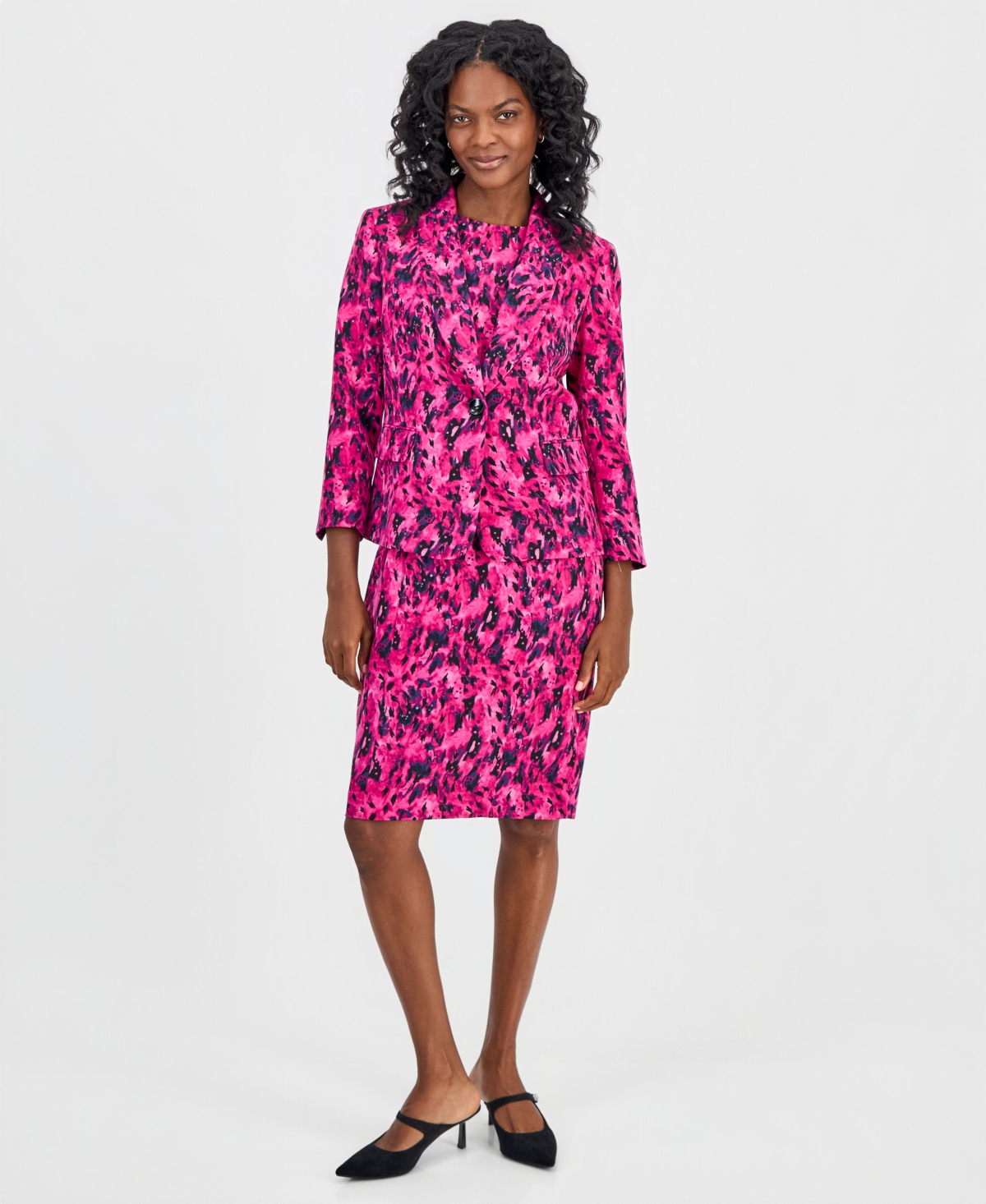 Kasper Women's Printed Shawl-Collar Scuba Jacket