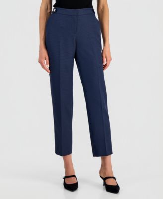 Women's Mini-Check-Print Mid-Rise Ankle Pants, Regular & Peite
