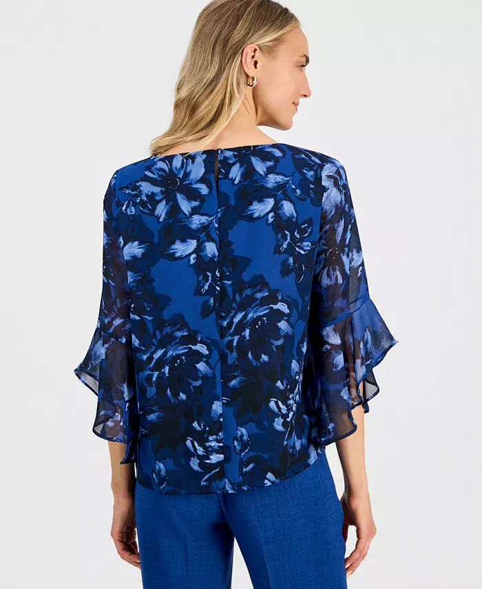Women's Boat-Neck Ruffle-Sleeve Blouse - thumbnail 8