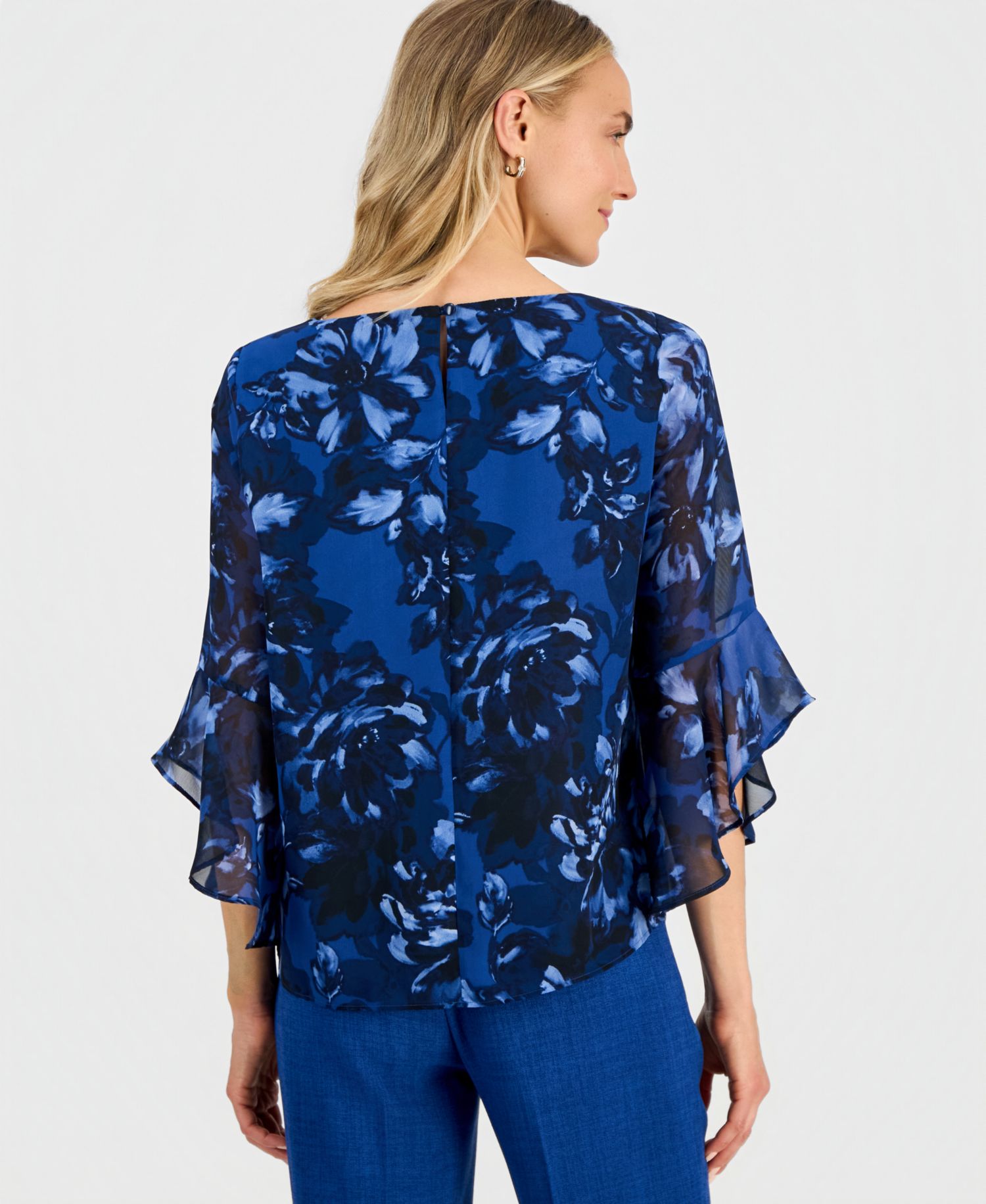 Women's Boat-Neck Ruffle-Sleeve Blouse