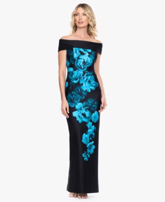 Women's Strapless Off-The-Shoulder Floral Column Gown