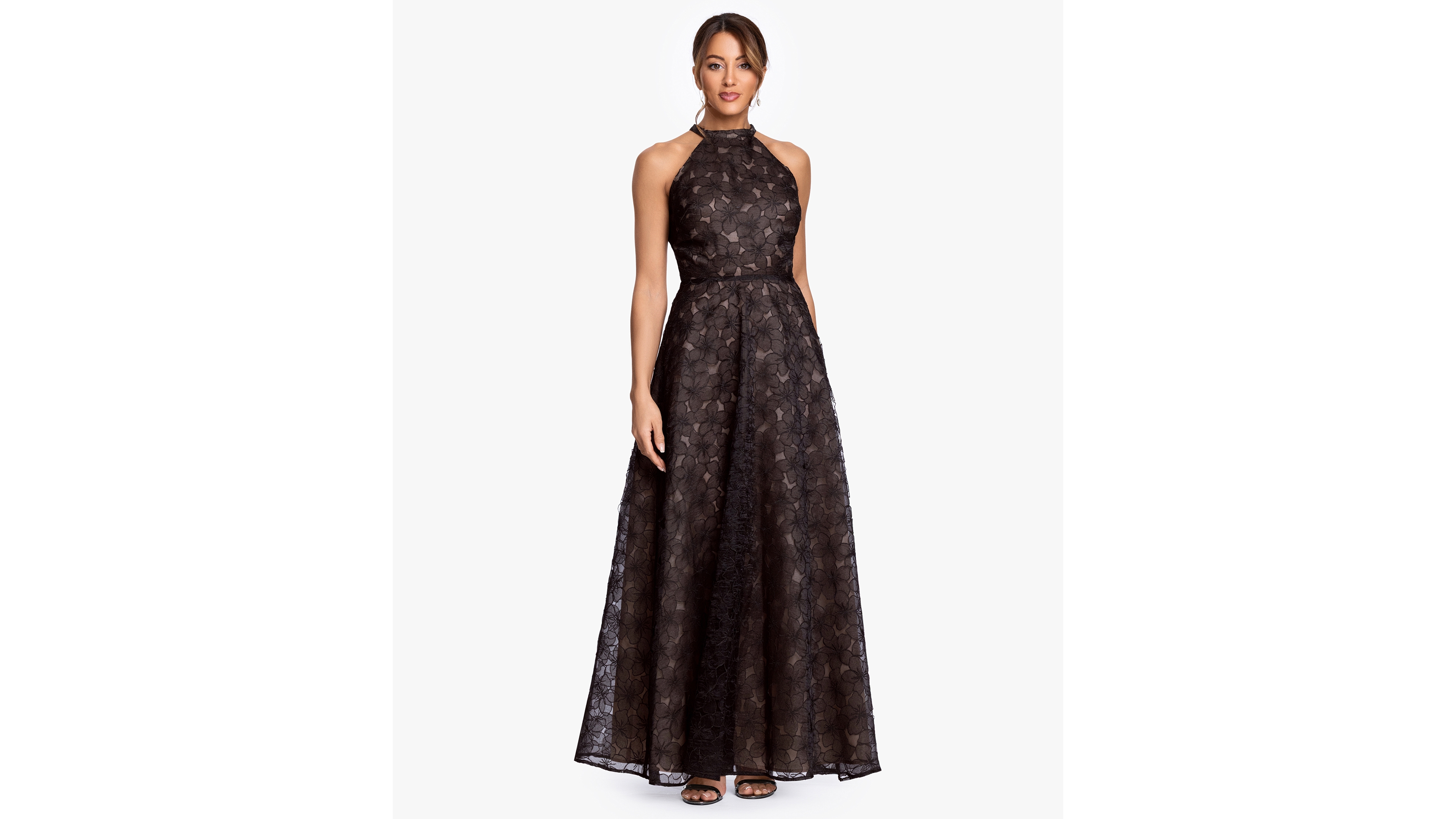 Betsy & Adam Women's Embroidered A-Line Gown