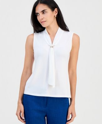 Petite Sleeveless Neck-Tie Top
