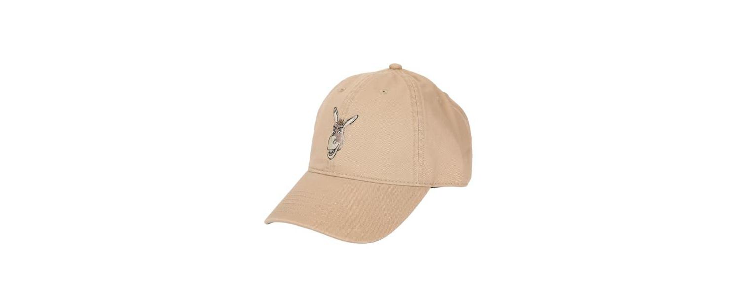Men's Embroidered Donkey Face Tan Unstructured Baseball Cap