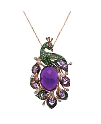 Lali Jewels Multi-Stones 2452 ct tw Diamond 15 ct tw Necklace in 14k Rose Gold - Amethyst 20900$