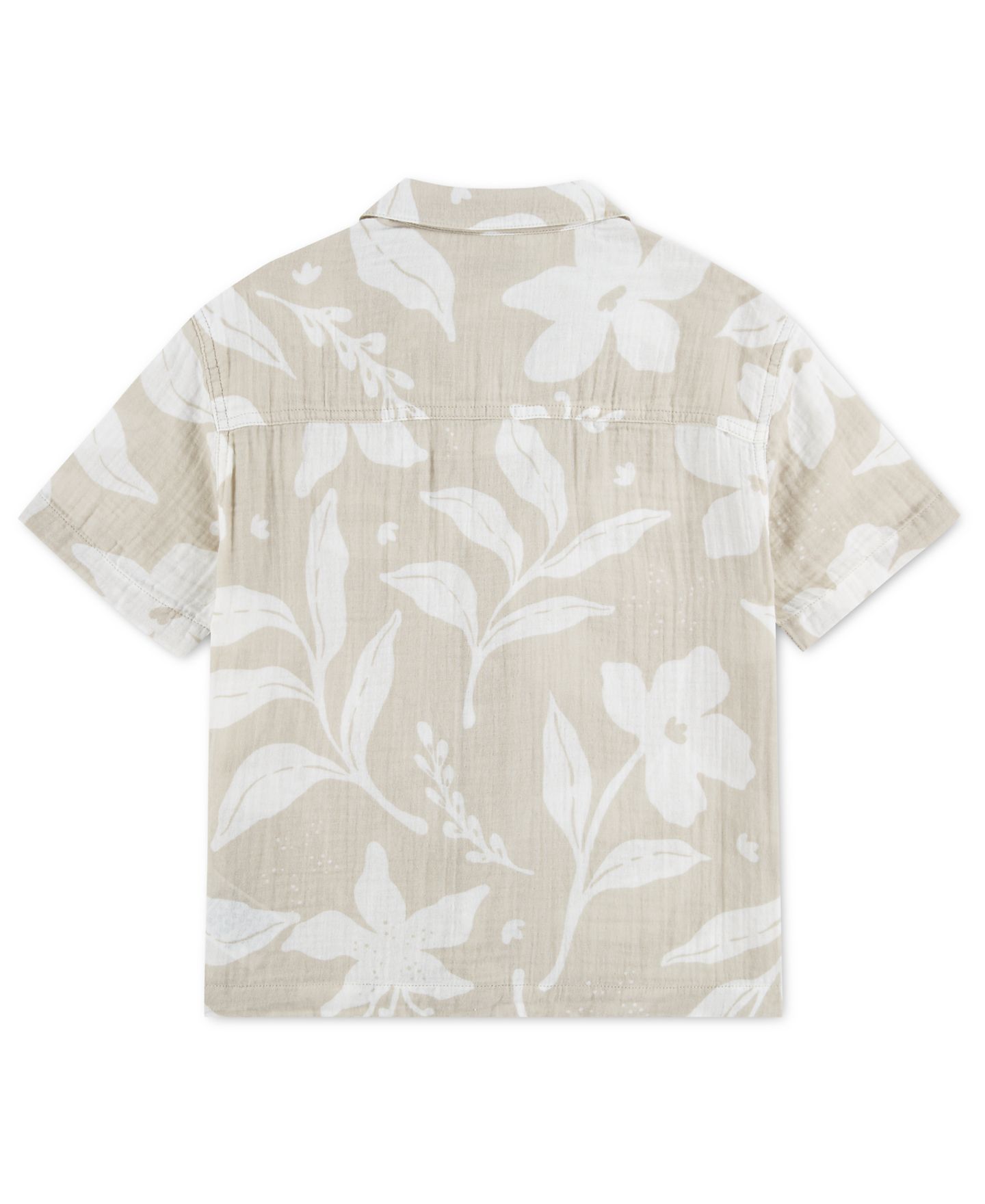 Рубашка abercrombie kids Gauze Camp Short-Sleeve для мальчиков, цвет: Серо-бежевый — фото 2
