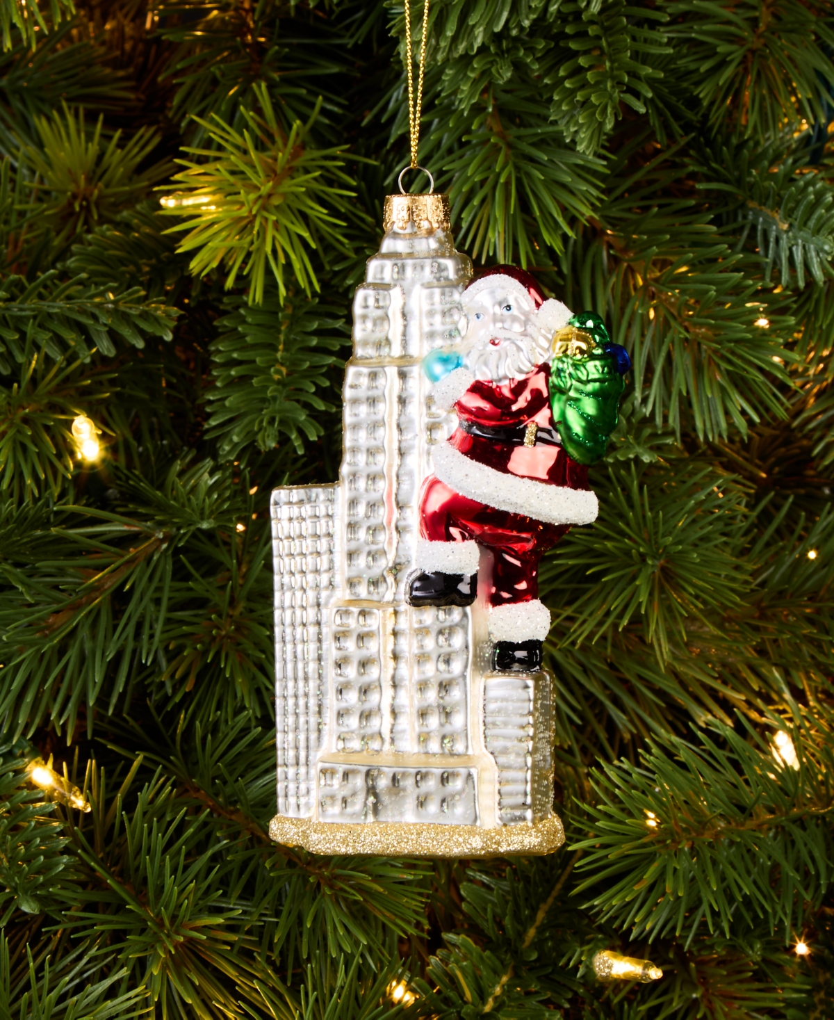 Holiday Lane New York Santa Climbing Building Ornament, Macy's Exclusive