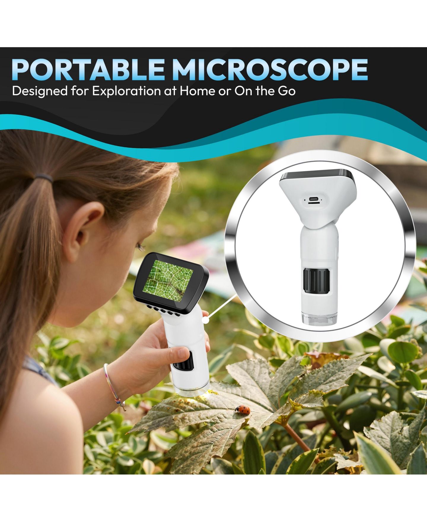 Детская игрушка Contixo MS2 WiFi Digital Microscope with LCD Screen, 1000X Magnification, Rechargeable for Kids, цвет: Белый — фото 3